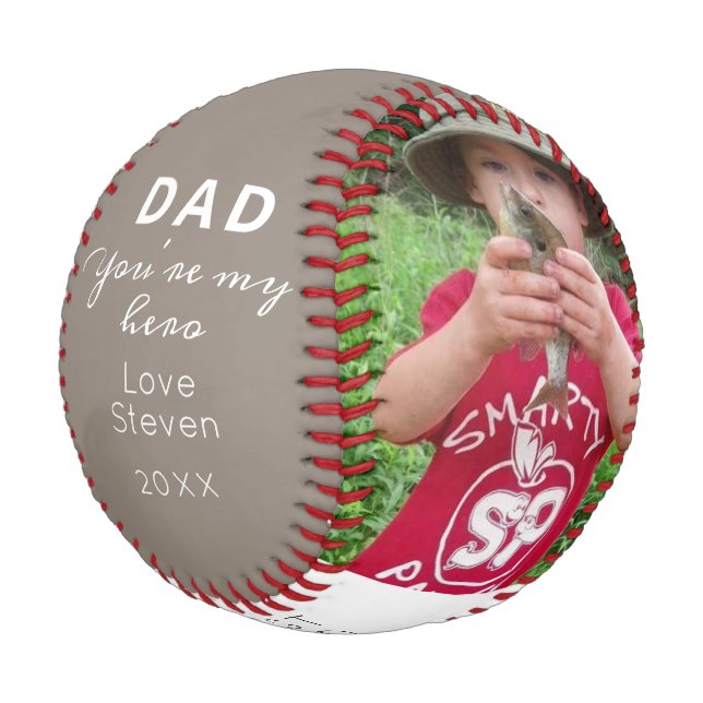 Best Dad Ever Cute Custom Photo Personalised Baseball (Angled)
