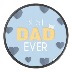 Best Dad Ever Cute Father's Day  Hockey Puck