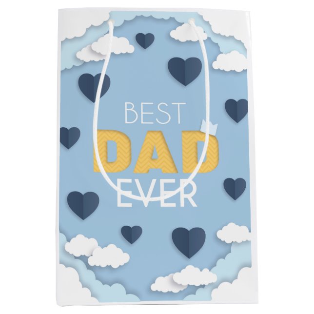 Best Dad Ever Cute Father's Day Medium Gift Bag (Front)