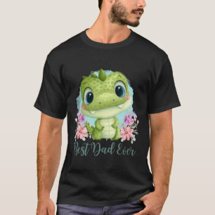Best Dad Ever Cute Green Dinosaur Themed T-Shirt
