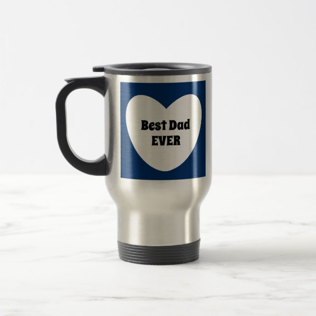Best Dad Ever Cute Navy Blue Travel Mug (Left)