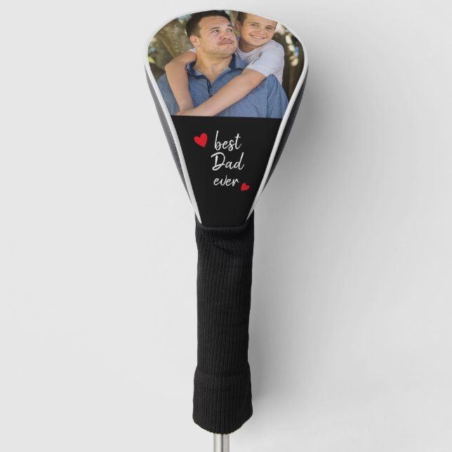 Best Dad Ever Cute Photo Personalised  Golf Head Cover (Front)
