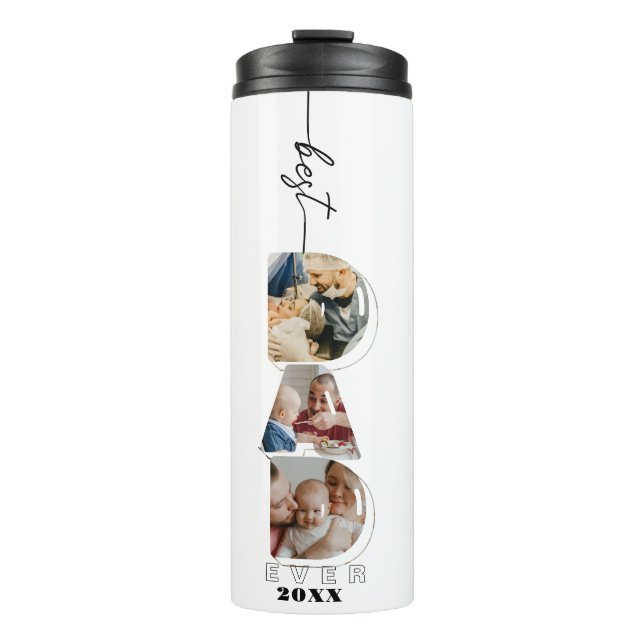 Best DAD ever Dad Letters 3 Photos Collage  Thermal Tumbler (Front)