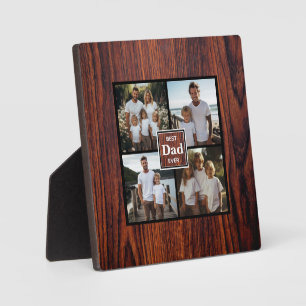 Best dad ever dark wood photo template plaque