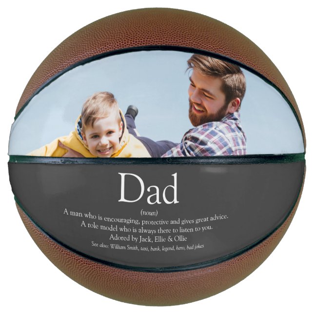 Best Dad Ever Definition Photo Grey Basketball (Front)