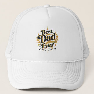 Best Dad Ever-Elegant Gold & Navy Blue Trucker Hat