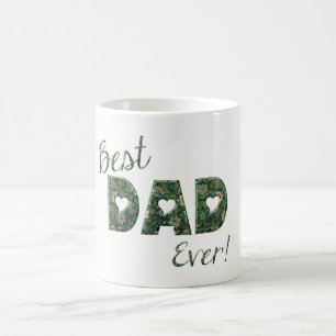 Best Dad Ever Elegant Green Floral Typography Mug