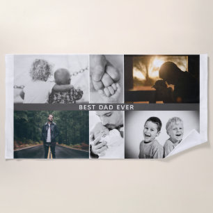 Best Dad Ever Family Dad 6 Photo Collage Beach Towel