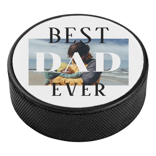 Best Dad Ever Family  Kids Father Photo Hockey Puck (3/4)