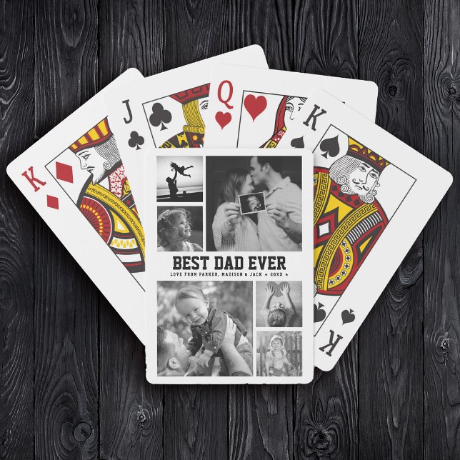 Best DAD ever Family Photo Collage Cool Trendy Playing Cards (Creator Uploaded)
