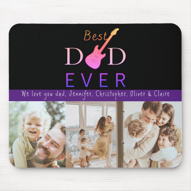 Best Dad Ever Family Photo Collage Fathers Day Mouse Pad (Front)