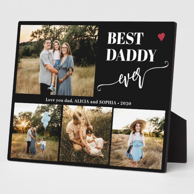 Best dad ever family photo collage heart plaque (Side)