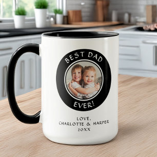 Best Dad Ever Family Photo Modern Fun Template Mug