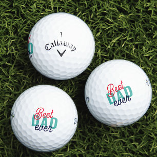 Best Dad Ever Fancy Editable Colour Typography Golf Balls
