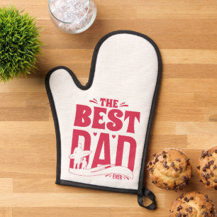 Best Dad Ever – Father & Child Surfing Silhouette Oven Mitt