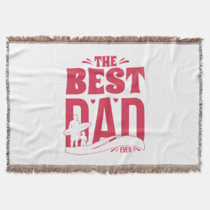Best Dad Ever – Father & Child Surfing Silhouette Throw Blanket