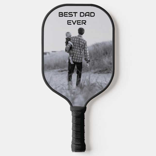 Best Dad Ever Father Family Photos Daddy Pickleball Paddle (Front)