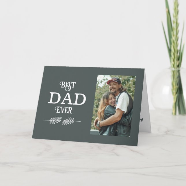 Best Dad Ever Father Photo Folded Holiday Card (Front)