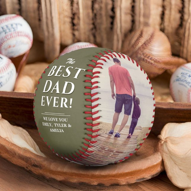 Best Dad Ever Father`s Day 2 Photo Collage Baseball (Creator Uploaded)