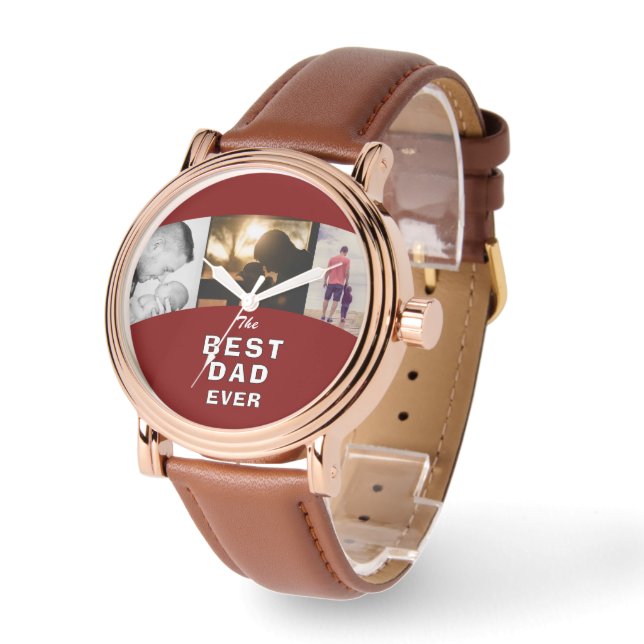 Best Dad Ever Father`s Day 3 Photo Collage Watch (Angle)