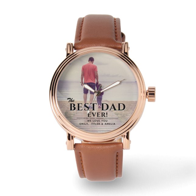 Best Dad Ever Father`s Day Family Photo Watch (Front)
