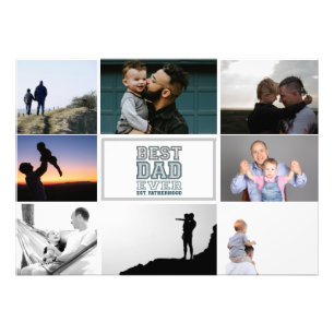 Best Dad Ever Fatherhood Photo Collage Design Print