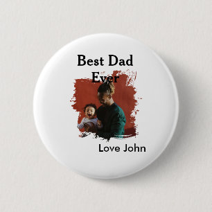 Best dad ever father's dad gift photo name simple 6 cm round badge