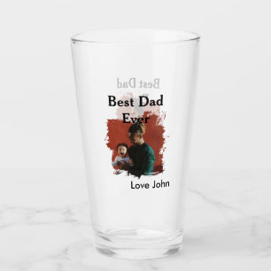Best dad ever father's dad gift photo name simple glass