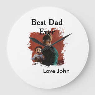 Best dad ever father's dad gift photo name simple large clock
