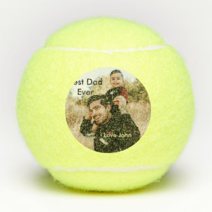 Best dad ever father's dad gift photo name simple tennis balls