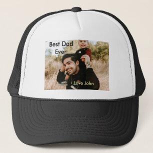 Best dad ever father's dad gift photo name simple trucker hat