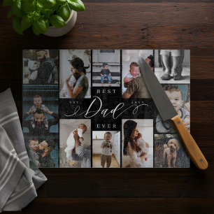 Best Dad Ever   Father's Day 12 Photo Collage Cutting Board