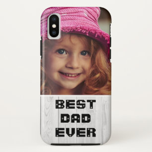 Best Dad Ever Father's Day 2020 Gray Wood Photo Case-Mate iPhone Case