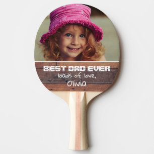 Best Dad Ever Father's Day 2021 Brown Wood Photo Ping Pong Paddle