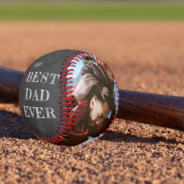 Best dad ever Fathers Day 2 photos keepsake Baseba Baseball (Creator Uploaded)