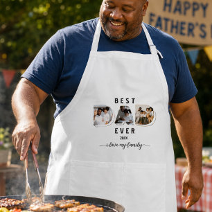 Best dad ever Father's Day 3 Photos Collage Plaque Standard Apron