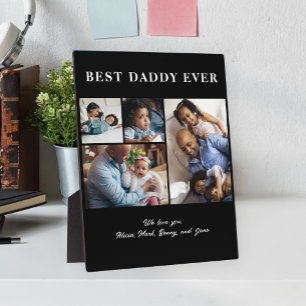 Best Dad Ever Father's Day 4 photo collage black Plaque
