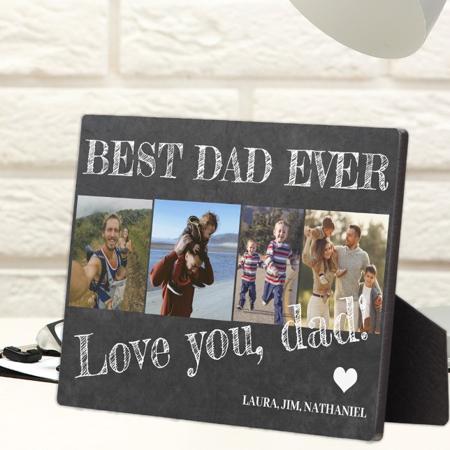 Best dad ever Father's Day 4 photo collage Plaque (Creator Uploaded)