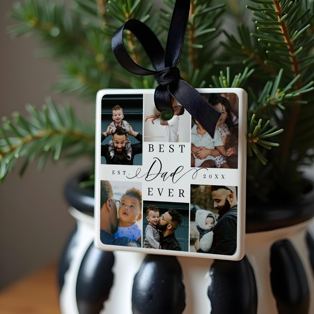 Best Dad Ever | Father's Day 6 Photo Collage Ceramic Ornament (Best Dad Ever | Father's Day 6 Photo Collage Ceramic Ornament)