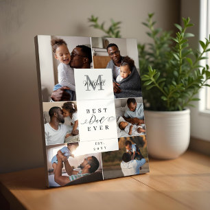 Best Dad Ever Father's Day 6 Photo Monogram Plaque