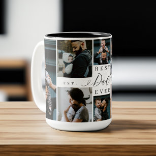 Best Dad Ever   Father's Day 8 Photo Collage Two-Tone Coffee Mug