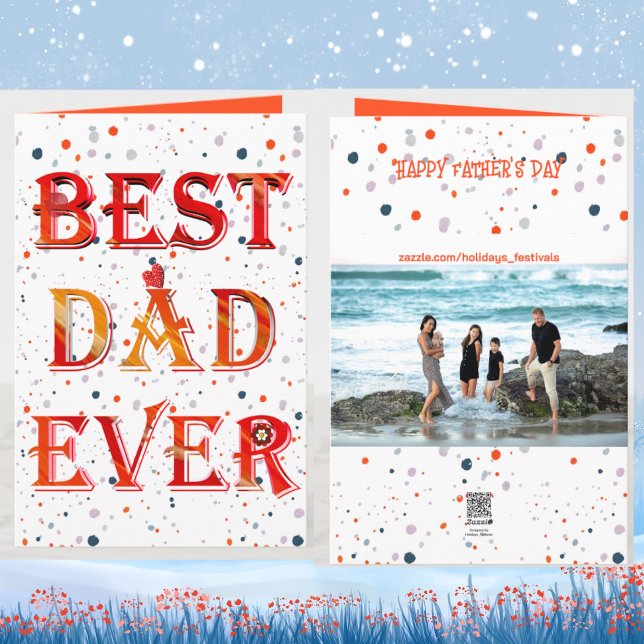 Best Dad Ever Fathers Day Calligraphy Family Photo Card (Creator Uploaded)