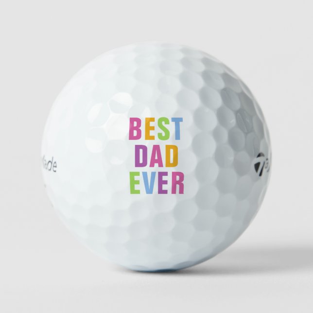 Best Dad Ever Father's Day Colourful Typography Golf Balls (Front)