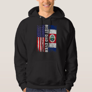 Best Dad Ever Father's Day Costa Rica Us Flag Hoodie