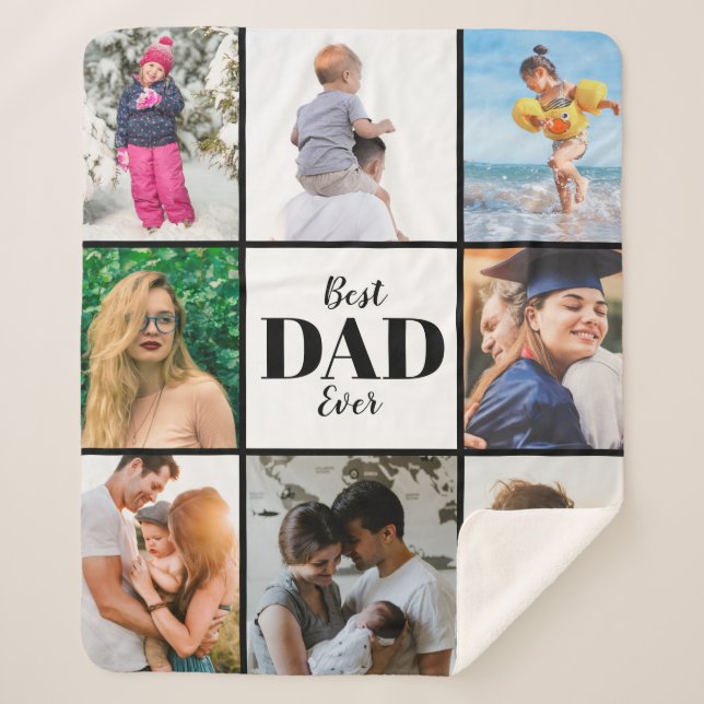 Best Dad Ever Father's Day Family Photo Sherpa Blanket (Front)