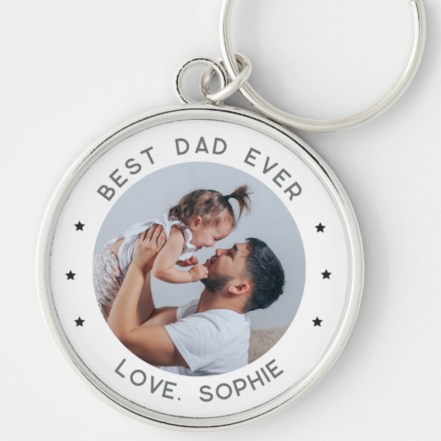 Best Dad Ever Father's Day Gift Custom Photo Key Ring (Front)