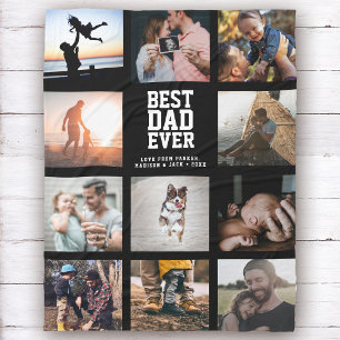 BEST DAD EVER Father's Day Instagram Photo Collage Fleece Blanket