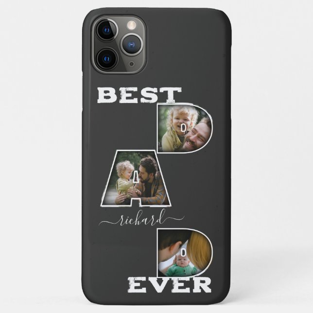 Best Dad Ever Father's Day Name Gift 3 Photo Case-Mate iPhone Case (Back)