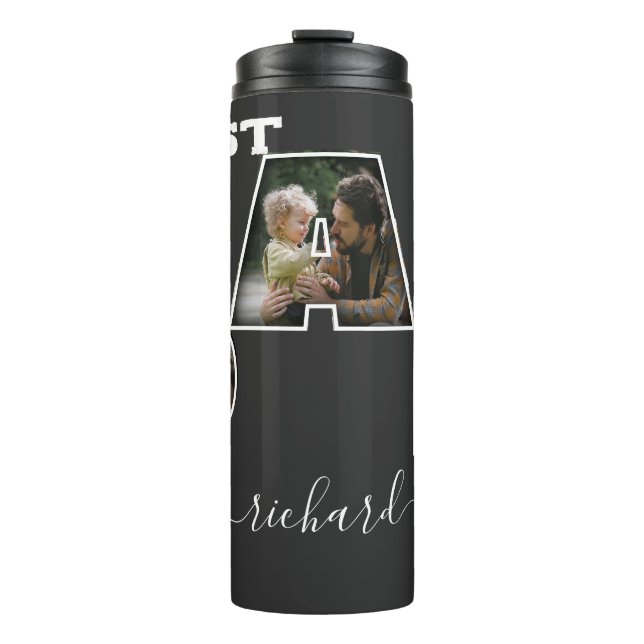 Best Dad Ever Father's Day Name Gift 3 Photo Thermal Tumbler (Front)