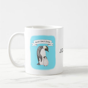 Best Dad Ever Fathers Day Penguin Gift Custom name Coffee Mug